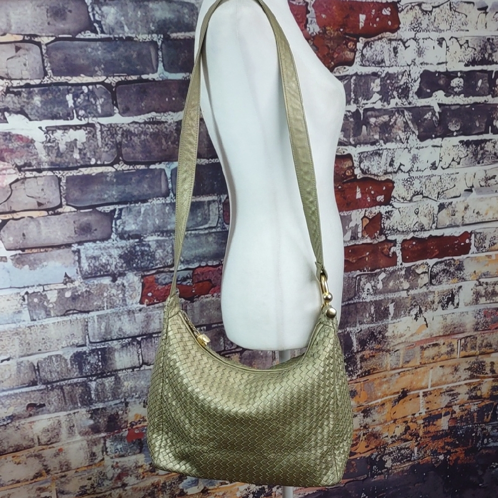 Ganson Woven Leather Shoulder Bag